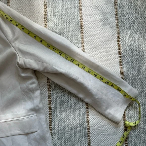 H&M Ivory Linen Blend Oversized Slouchy Neutral Casual Blazer Women’s Size XL - Picture 7 of 9